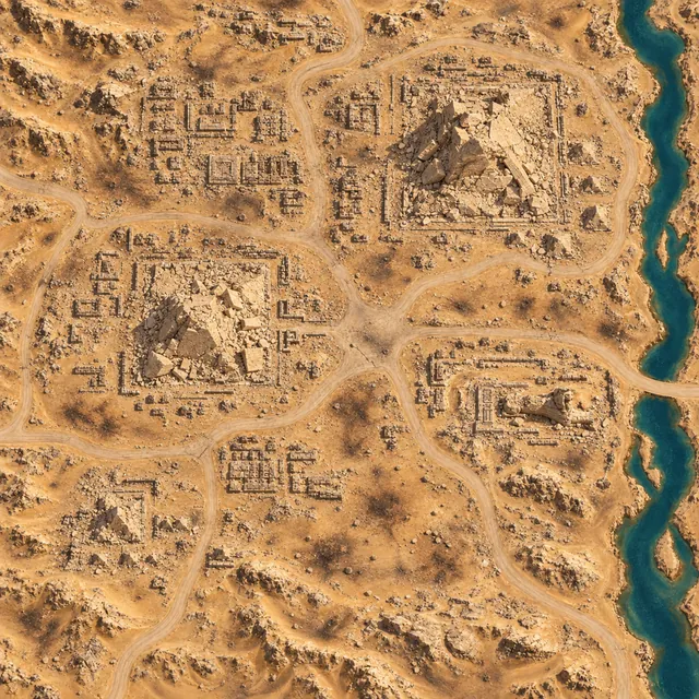 Gizeh mit zerstörten Pyramiden