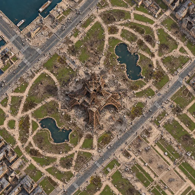 Paris mit zerstörter Vegetation